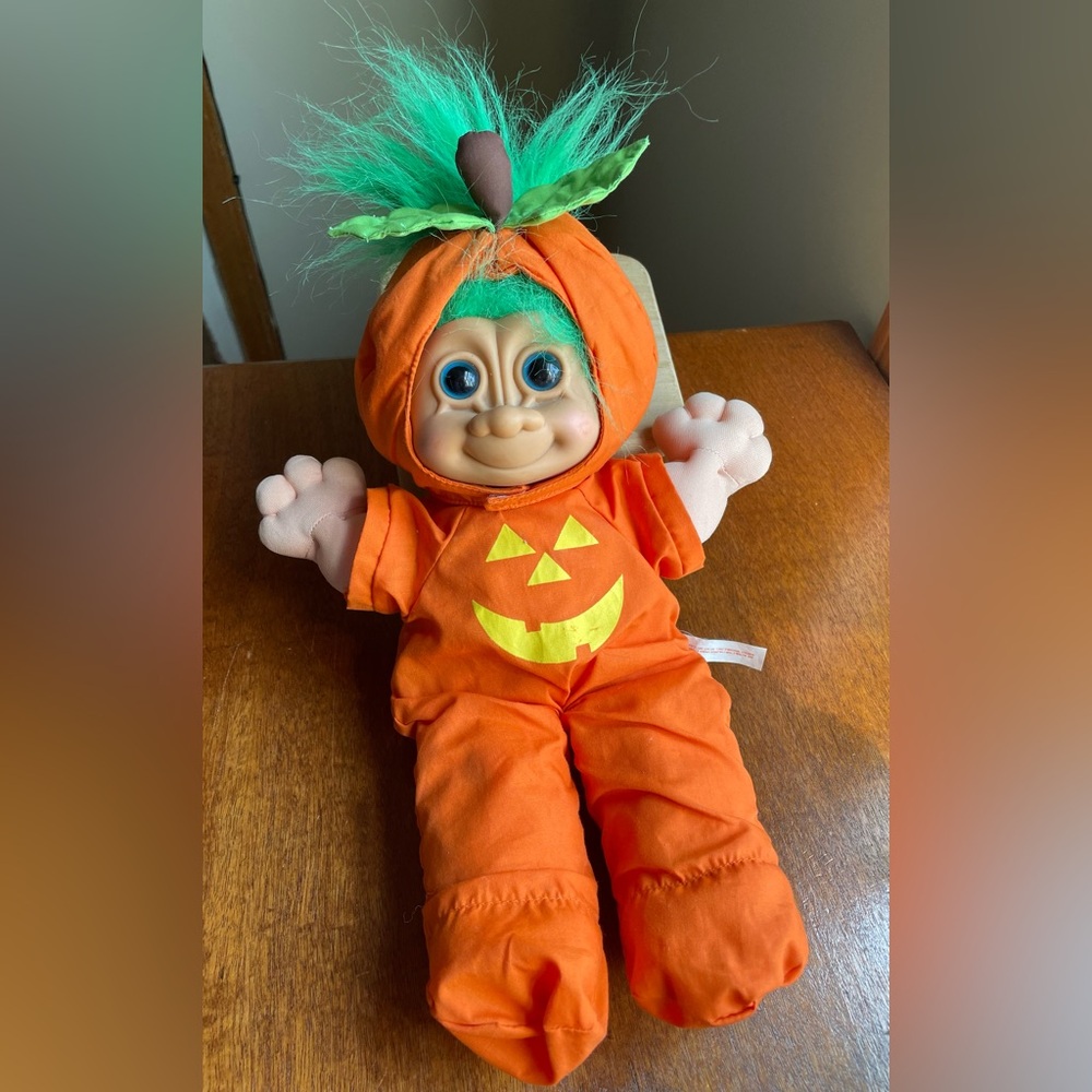 Vintage Russ Berrie Punkin Troll Kidz Pumpkin Halloween Doll 12"